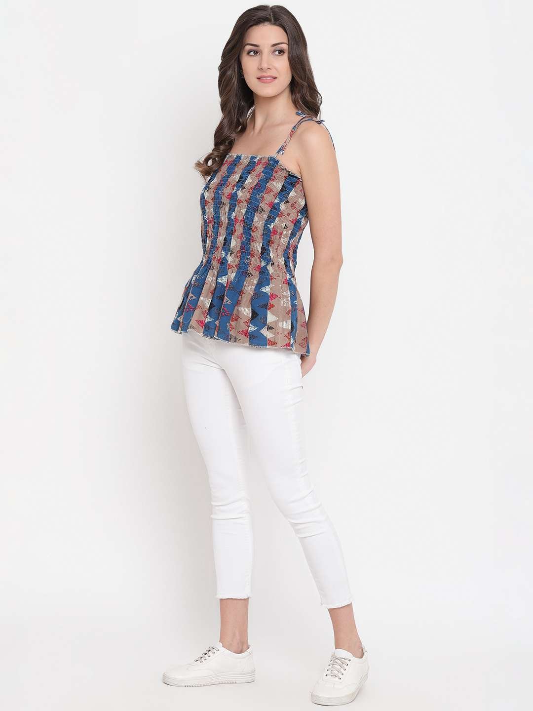 Women's Rayon Printed Casual Summer Style Tie Shoulder Straps Free Size Tank Top ( Multi15) - Image 3